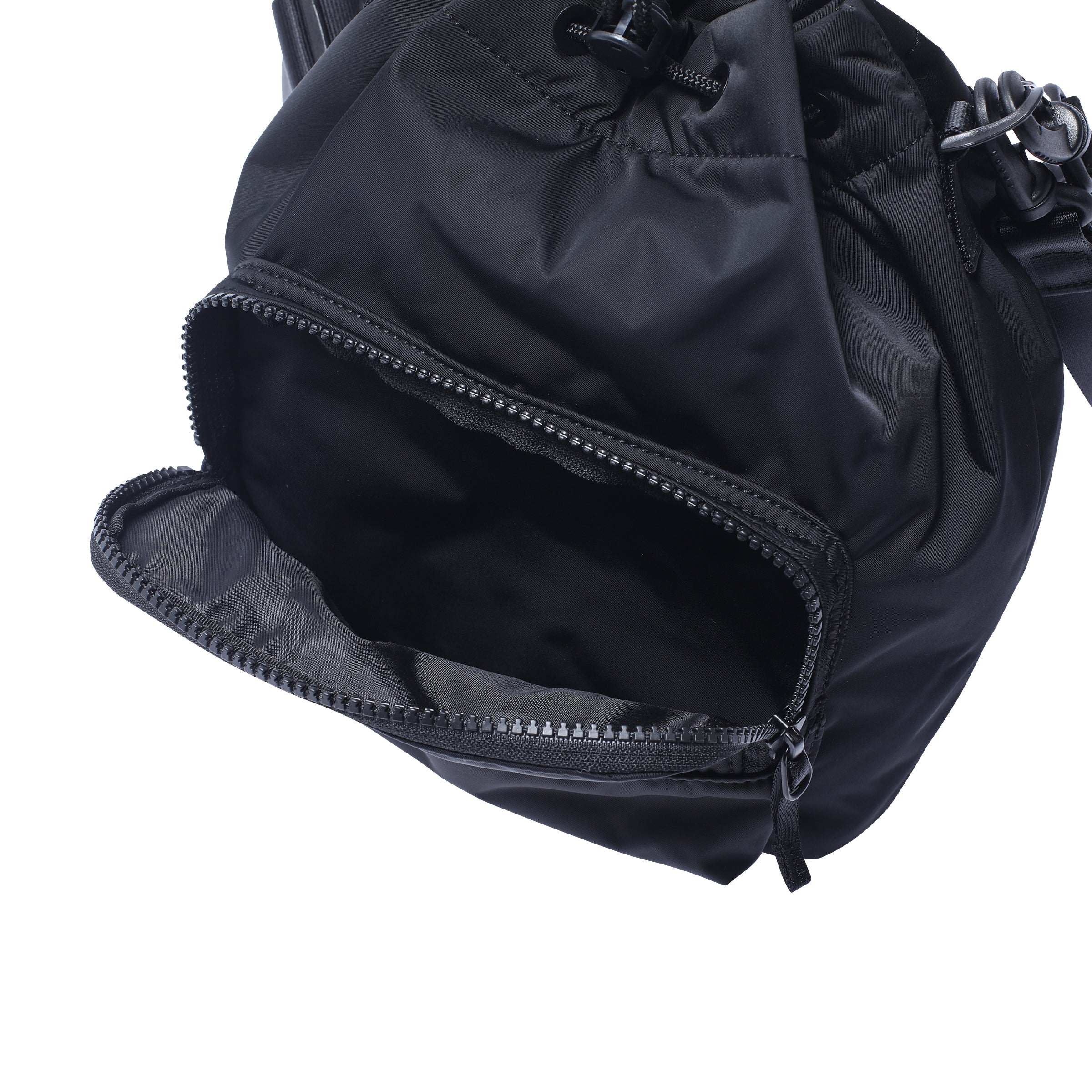 drawstring shoulder bag／black leather DRAWSTRING SHOULDER BAG – RAMIDUS ONLINE
